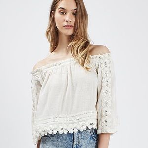 Topshop Crochet Trim Bardot Top